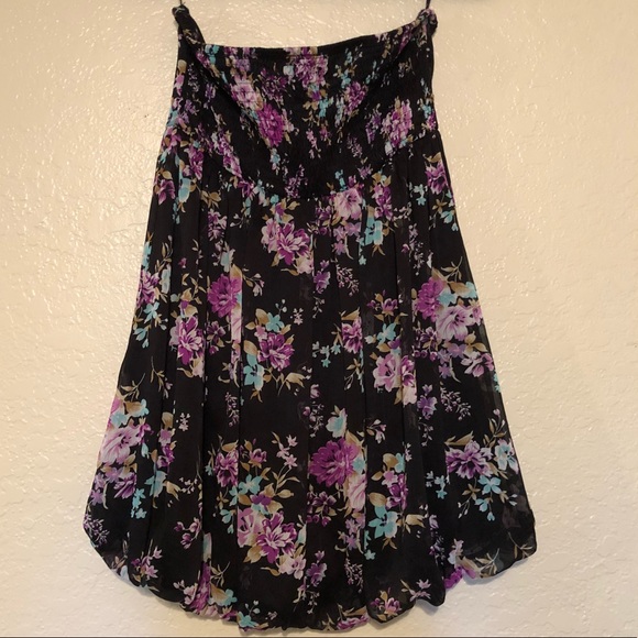 Like New Floral Print Strapless Babydoll Dress - Picture 2 of 4